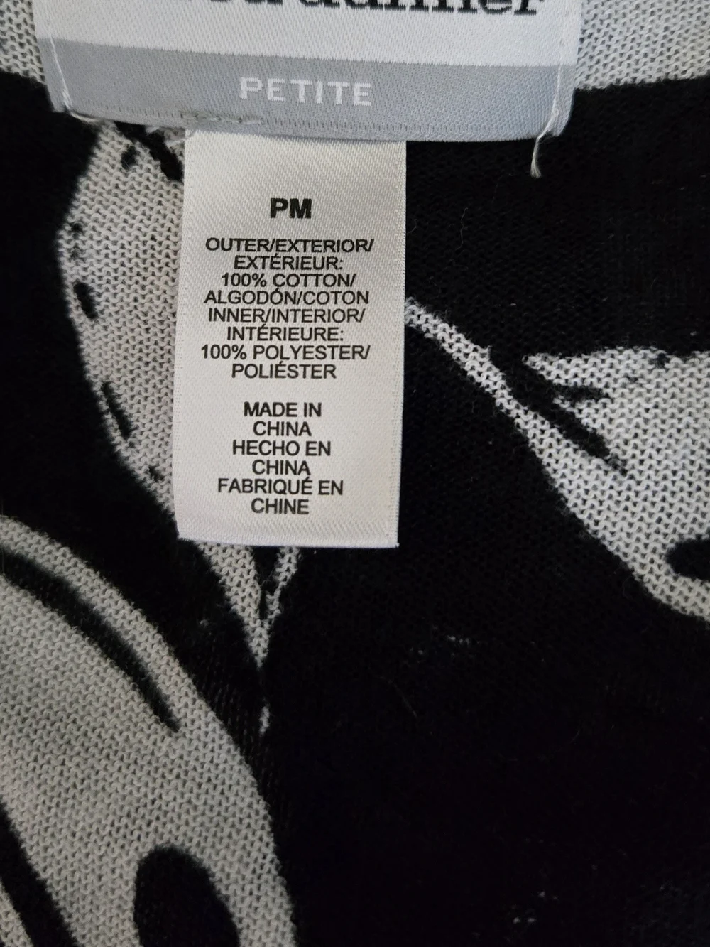 Alfred Dunner Black & White Floral Open Cardigan #413